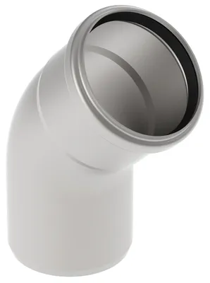Obrázek produktu pro Blücher 45° koleno, EuroPipe, nerezová ocel 1.4301, se 2 přípojkami, 75 mm, 1 ks.