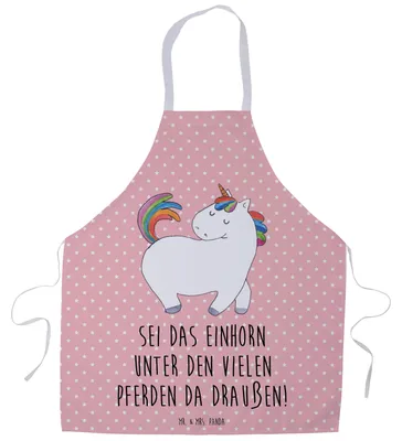 Produktbild von Mr. & Mrs. Panda Kochschürze Einhorn Stolzieren - Rot Pastell - Geschenk, Grillschürze, Pferd, Anders, Küchenzubehör, Stolz, Küchenschürze, Kellnerschürze, Schürze, Bunt