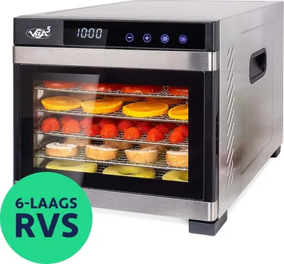 Image de Vita5 Vita5 Nobel PRO 6 Déshydrateur alimentaire - Déshydrateur - Acier inoxydable - Minuterie 24 heures - Panneau deà LED - Déshydrateur - 6 étages
