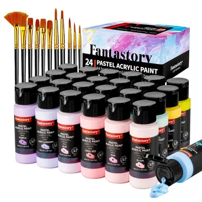 Produktbild von Acrylfarb-Set mit 24 Farben und Pinseln