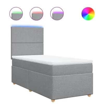 Produktbild von Boxspringbett mit Matratze Hellgrau 90x200 cm Stoff