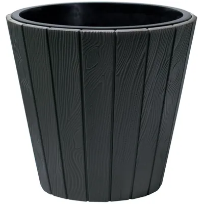 Produktbild von Prosperplast Pflanztopf Wood - Kunststoff - Anthrazit - D35 cm