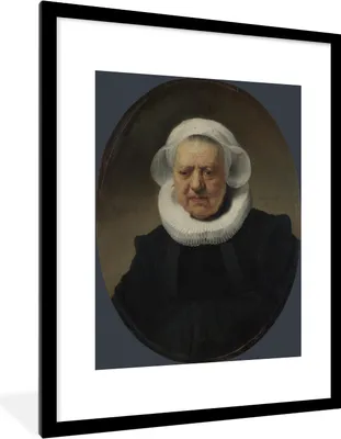 Produktbild von MuchoWow® MuchoWow® Gerahmtes Poster Porträt von Aechje Claesdr - Rembrandt van Rijn 60x80 cm - Poster mit zchwarzem Bilderrahmen - Wohnzimmer - Dekorationen - Prämie