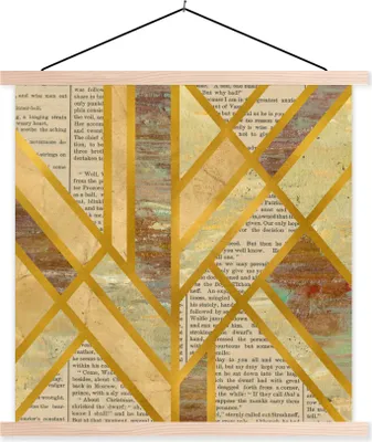 Produktbild von MuchoWow® Textilposter Vintage - Marmor - Gold 120x120 cm mit holzfarbenen Rahmen - Textil-Poster