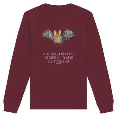 Produktbild von Mr. & Mrs. Panda Rundhals Pullover Fledermaus Flügel Größe L - Burgundy - Geschenk, Sweater, Pulli, Lustige Sprüche, Sweatshirt, Baumwoll, Bio-Pulli