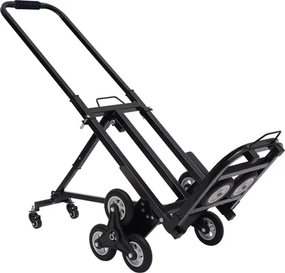 Produktbild von Treppensteiger Sackkarre - Treppenkarre - 10 Räder - Klappbar - 150 kg Tragkraft - Höhenverstellbar - Schwarz