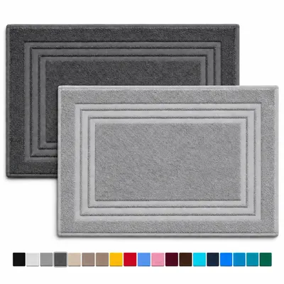Produktbild von Komfortec Badvorleger Set 2 Teilig, Waschbar Duschmatte & Badteppich, 600 g/m² &100% Baumwolle, 50 x 70 cm, Anthrazit Grau-Grau