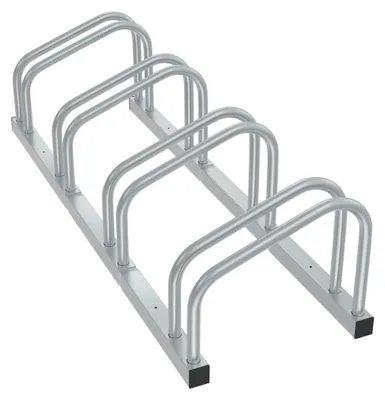 Produktbild von QEENTOE Fahrradständer, Boden-Aufstellständer aus Stahl für 4 Fahrräder, Fahrradhalter Silber