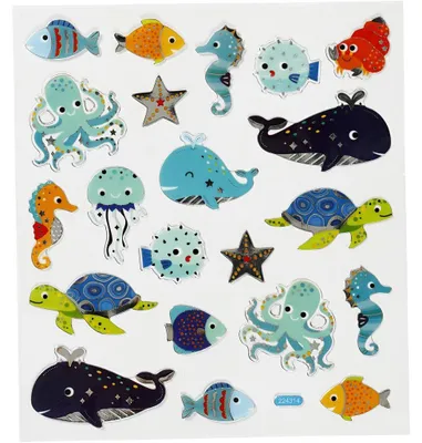 Produktbild von Creativ Company Sticker, Kunststoff, Mehrfarbig, Tiermuster, Papier, Kunststoff, Junge/Mädchen, sea animals