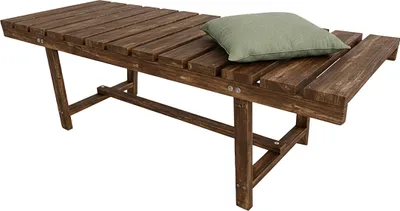 Produktbild von Relaxdays Gartenbank, 2-Sitzer, Terrasse, Balkon, ohne Lehne, Tannenholz, HxBxT: 35 x 110 x 38 cm, Sitzbank, geflammt