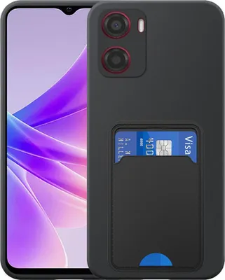 Zdjęcie produktu dla Etui na telefon Oppo A57 4G / A57s / A77 4G / A77s z wlotem na karty TPU - elastyczne etui na tył z silikonu TPU z wlotem na karty - czarne - Smartphonics