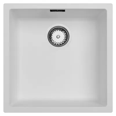 Obrázek produktu pro Dřez do kuchyně 40x40 cm, bílý, určený pro vestavěnou instalaci a s povrchovou úpravou Pure.Sink