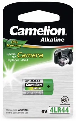 A blister pack of Camelion alkaline batteries for cameras.