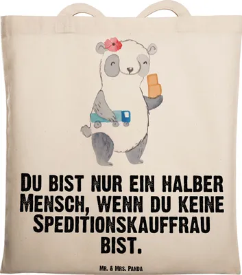 Produktbild von Mr. & Mrs. Panda Tote Bag Speditionskauffrau Herz - Transparent - Geschenk, Tasche, Einkaufstasche, Laptoptasche, Jutebeutel, Baumwolltasche, Beutel