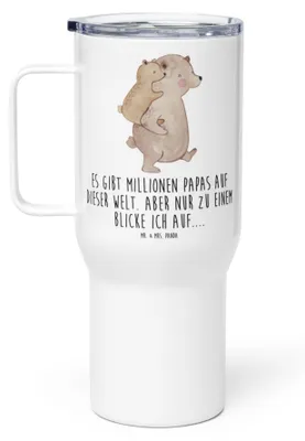 Produktbild von Mr. & Mrs. Panda thermosbecher Papa Bär - Weiß - Geschenk, Thermobecher, Kaffee-to-go-Becher, Teebecher, Muttertag, Vater, Vatertag, Geburtstag, Mehrwegbecher
