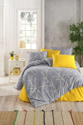Image de L'Essentiel Linge de Maison, Parure, Gris, Ensemble housse de couette simple (FR), 65 % COTON / 35 % POLYESTER, 140 x 200 cm
