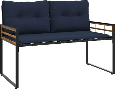 Produktbild von vidaXL Holz-Lagenbank mit Kissen Uni Marineblau 114 x 55 x 77 cm
