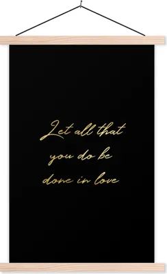 Produktbild von MuchoWow® Textilposter Zitate - Liebe - Gold - Schwarz 120x180 cm mit holzfarbenen Rahmen - Textil-Plakat