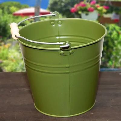 Produktbild von Blecheimer, Dunkelgrün, Pflanzenkübel, Eimer als Deko
