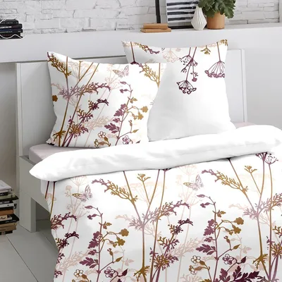 Produktbild von Traumschlaf Biber Bettwäsche Guildford lila 160x210 cm + 65x100 cm
