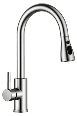 Produktbild von Aica Küchenarmatur ausziehbar, Hochdruck Wasserhahn aus Edelstahl, 360° schwenkbar mit 2 Strahlarten, gebürstet