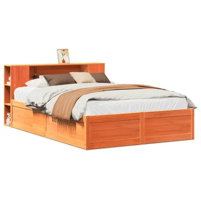 Produktbild von vidaXL Massivholzbett ohne Matratze Wachsbraun 140x190 cm Kiefernholz