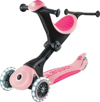 Immagine prodotto di GLOBBER GO-UP DELUXE LIGHTS - Triciclo 3in1, 120/80 mm, ABEC 9, 3 ruote, regolabile in altezza, ruote luminose a LED, rosa pastello