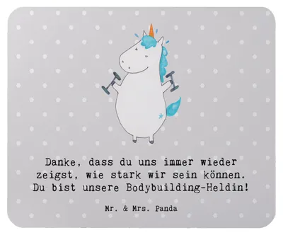 Produktbild von Mr. & Mrs. Panda Mauspad Bodybuilding Trainerin - Grau Pastell - Geschenk, Trainingseinheiten, Sportart, Fitnesscoach, Durchhaltevermögen, Leidenschaft, laptop mousepad