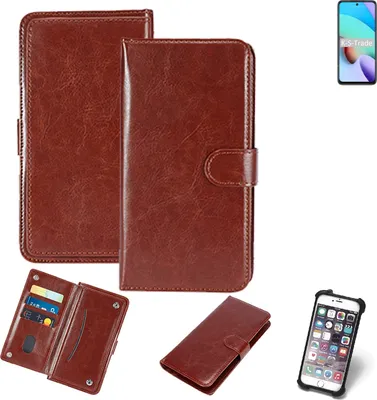 Produktbild von K-S-Trade 360° Hülle kompatibel mit Xiaomi Redmi 10 2022 braun Kunstleder Case BookCase WalletCase Kunstlederederhülle Handyhülle, Rundumschutz