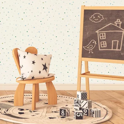Produktbild von TADESSI Tapete Kinderzimmer M1-No.719 Vliestapete Blau Weiß Tapete mit Punkten Jungenzimmer Mädchenzimmer