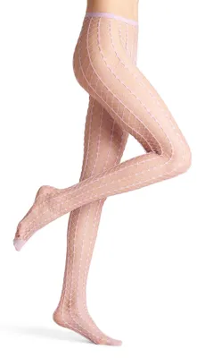 Immagine prodotto di Collant da donna FALKE, modello Paradise Net W, trasparenti, fantasia a rete, colore rosa "Shell Pink", taglia M-L, confezione singola