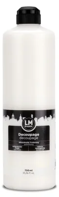 Produktbild von LM-Kreativ Decoupage-Kleber 750 ml, transparent – für Serviettentechnik, klebt und versiegelt in einem Schritt, seidenmatt, wischfest, auf Wasserbasis