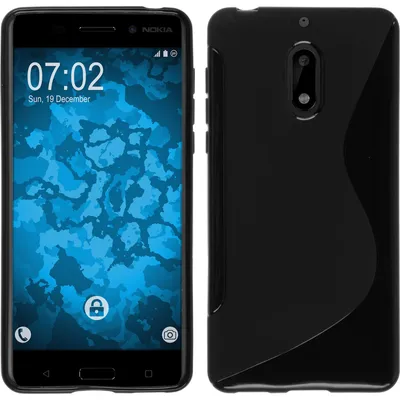 Produktbild von PhoneNatic Case kompatibel mit  Nokia 6 - schwarz Silikon Hülle S-Style + 2 Schutzfolien