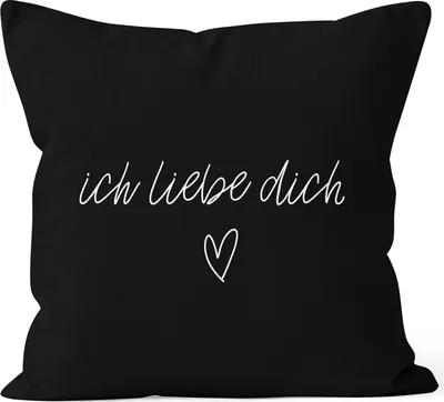 Produktbild von Kissenbezug Kissenhülle Ich liebe Dich Liebe Love Geschenk Deko-Kissen Baumwolle MoonWorks® schwarz 40cm x 40cm