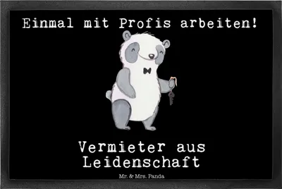 Produktbild von Mr. & Mrs. Panda Schmutzmatte Vermieter Leidenschaft 40 x 60 cm - Schwarz - Geschenk, fußmatte, Schmutzfangmatte, Outdoor-Matte, Gummimatte, abstreifer