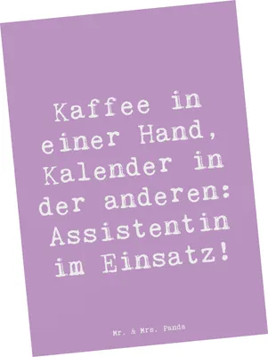 Produktbild von Mr. & Mrs. Panda Postkarte Spruch Assistentin im Einsatz - Lavendeltraum - Geschenk, kreative Geschenke, Multitasking, Berufsliebe, Ansichtskarten, Personalisiert, Beruf