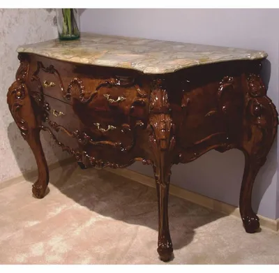 Image de Casa Padrino Commode baroque de luxe avec plateau en marbre brun foncé / gris 156 cm - Meubles baroques