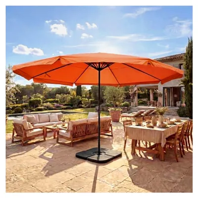 Produktbild von Sonnenschirm Meran Pro, Gastronomie Marktschirm mit Volant Ø 5m Polyester/Alu 28kg mit Ständer