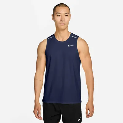 Image de NIKE M NK DF MILER - Débardeur technique, couleur bleu marine/argent réfléchissant, taille L