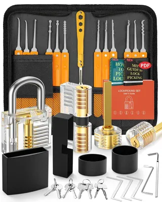 Lockpicking-Set, 36-teilig, mit 4 Übungsschlössern, für Anfänger