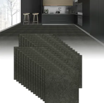 Produktbild von XMTECH PVC Quadrat Bodenbelag Selbstklebend Vinylboden, DIY Bodenaufkleber Wasserdicht, für Küche Wohnzimmer Badezimmer Garage, 30 x 30 cm, Dicke: 1,5 mm, 27 Stücke - 2,51 m², Eiche Optik Grau