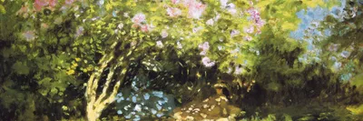 Zdjęcie produktu dla Claude Monet Art Print Obraz - Kwitnące bzy w słońcu, 1873 (30 x 91 cm)