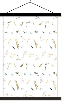 Produktbild von MuchoWow® Textilposter Blumen - Muster - Pastell 60x90 cm mit schwarzem Rahmen - Poster Wohnzimmer