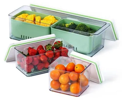 Image de Récipient vert pour fruits et légumes 4500 ml, lot de 3, sans BPA