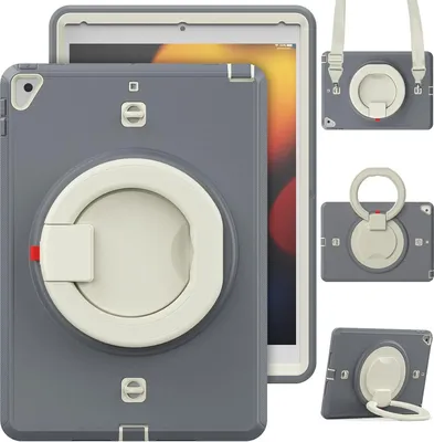 Immagine prodotto di Custodia per iPad 9,7" 2017/2018 con supporto e tracolla grigio