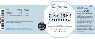 Image de naturafit zinc 15 mg picolinate de zinc, 90 gélules