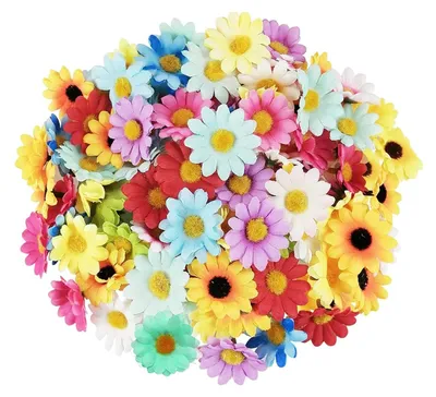 Produktbild von Set mit 100 Kunstblumen, 4 cm groß, in 19 verschiedenen Farben, ideal für Dekoration und Bastelarbeiten