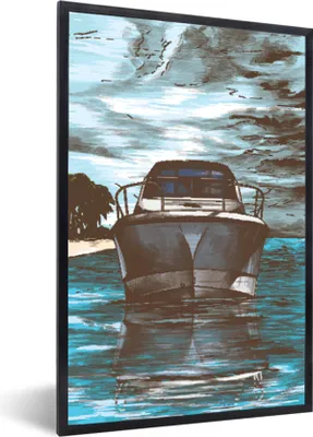 Produktbild von MuchoWow® MuchoWow® Gerahmtes Poster Boot - Meer - Luft 20x30 cm - Poster mit zchwarzem Bilderrahmen - Drucken - Bilder Poster im Rahmen