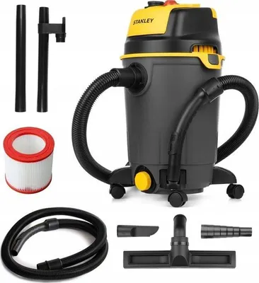 Zdjęcie produktu dla Odkurzacz Stanley Sxvc25ptde, 1200W, pojemność 25L, do suchego i mokrego odkurzania, filtr HEPA, funkcja odmulacza, moc 1200W