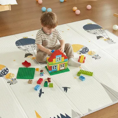 Imagen del producto de CASABEL Alfombra de juegos para bebé, gruesa, 180x150cm, diseño montañas